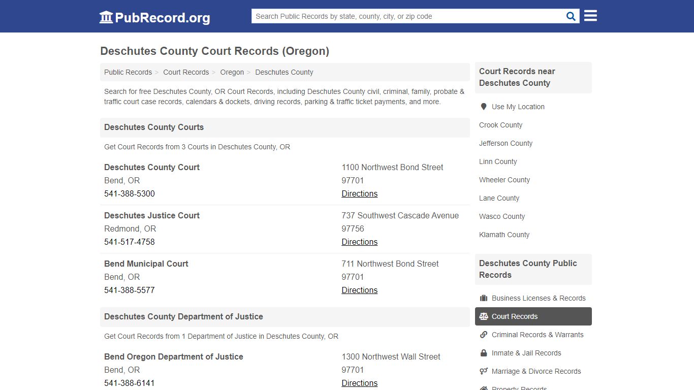 Free Deschutes County Court Records (Oregon Court Records)
